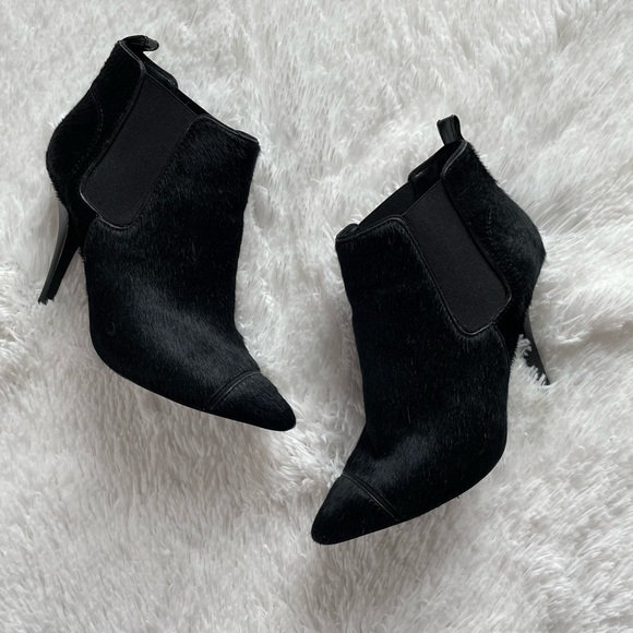 Tory Burch | Stiletto Black Bovine Hair Booties, Leather Lining, size 8 1/2 - Picture 1 of 13